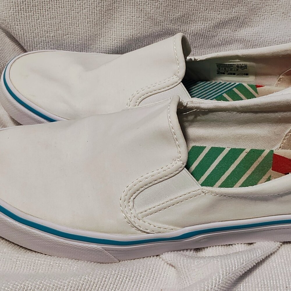Sperry Top Sider Women’s Sz 10 Crest TG Twisted STS86259 White Slip On Shoes